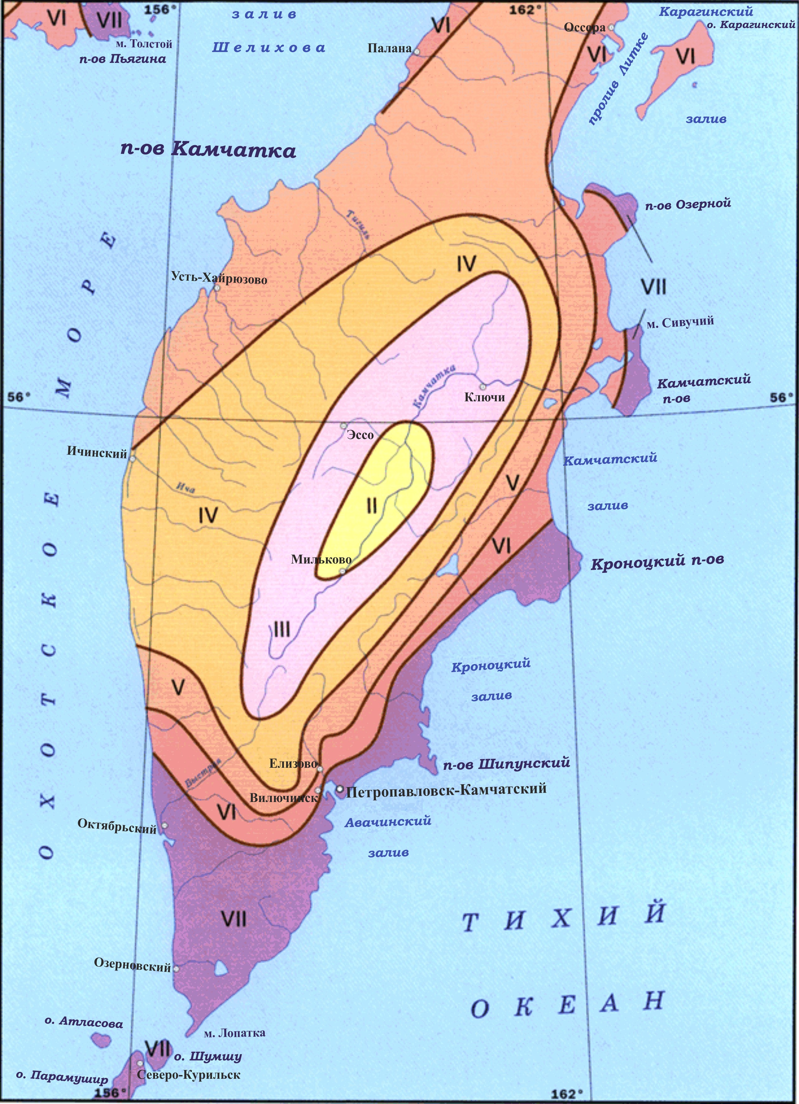 Карта осадков камчатка